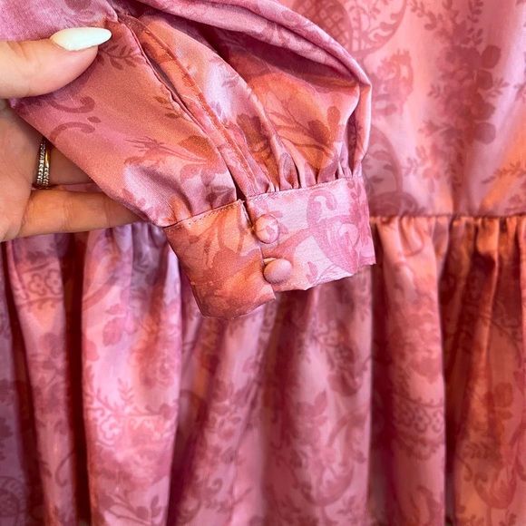 SZ S - Laura Ashley & Urban Outfitters Pink Anna Tie Neck Dress! - Picture 4 of 11